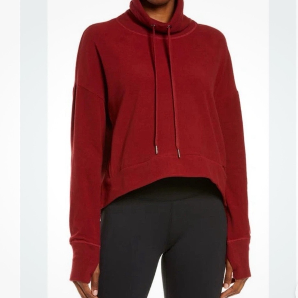 Sweaty Betty Size Large Red Harmonise Luxe Italian Fleece Pullover‎ Sweatshirt